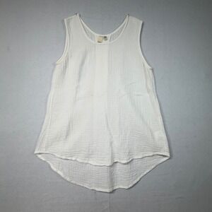 Shannon Passero White Gauze Cotton Draped Hem Sleeveless Tank Top Women's L